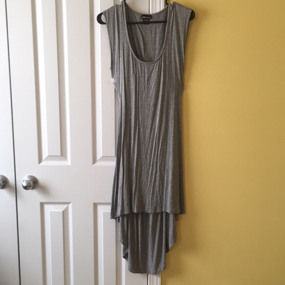 High low cut out back dress